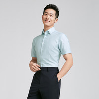 雅戈尔（YOUNGOR）短袖衬衫男免烫衬衫棉宾弹凉感面料爽滑细腻光泽质感商场同款