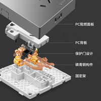 国际电工明装超薄开关插座面板空调多孔家用墙壁电源插座明线明盒灰色 五孔插座