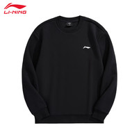 李宁 LI-NING运动卫衣男子秋冬加绒保暖长袖卫衣舒适套头时尚百搭运动休闲卫衣 黑色-1 S