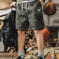 雷诺 RENAULT 户外速干军绿色迷彩工装短裤男夏季薄款宽松大码男士休闲五分裤潮