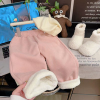 小还美 秋冬季新款女童洋气针织开衫童韩版百搭时尚彩色毛毛上衣 粉色纯色 80 cm