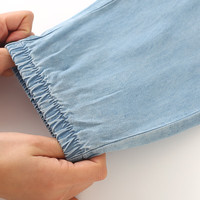 史努比（SNOOPY）童装男女童牛仔裤儿童防蚊裤青少年长裤 字母-深蓝 140