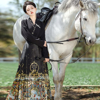 重回汉唐千里骏原创日常马面裙明制汉服女款国风新中式 深红色马面裙/ 165