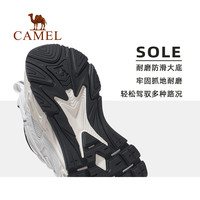 CAMEL骆驼厚底小白鞋女款运动鞋2025透气百搭增高老爹鞋男休闲鞋子 X25B304036，浅米白/电镀金，女款 35