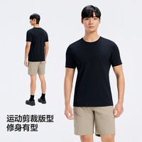 伯希和户外速干T恤男弹力透气跑步运动短袖休闲圆领半袖上衣 【女款】漫暮黑 XL