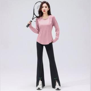 瑜伽服女上衣长袖服跑步服女上衣长款瑜伽T恤凉感运动长袖女
