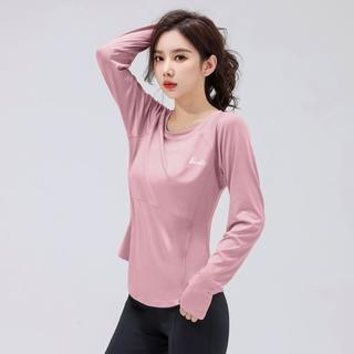 瑜伽服女上衣长袖服跑步服女上衣长款瑜伽T恤凉感运动长袖女