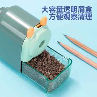得力 大口径手摇削笔机5档粗细调节粗笔杆卷笔刀12mm大三角铅笔转笔刀文具考试蓝