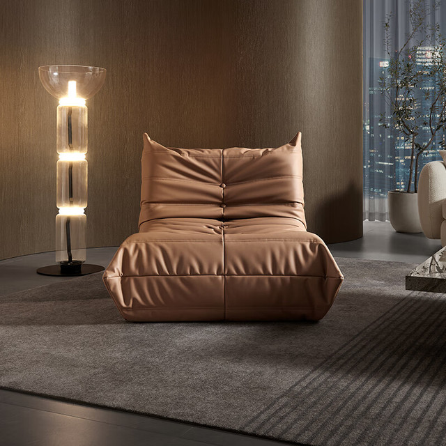 PLUS会员：芝华仕 现代简约布艺毛毛虫小沙发客厅家用芝华士阳台懒人椅XJ014