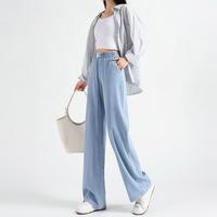 【含莱赛尔】窄版牛仔裤春夏松紧高腰轻薄垂顺显瘦天丝直筒裤子女