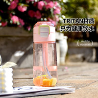 道奇运动水杯大容量男女士tritan夏季随手杯便携塑料吸管杯子 国画棕620ml【双饮-刻度-提绳】