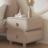 锐例奶油风实木床头柜现代简约小型卧室床边轻奢感收纳柜免安装 奶白色50x40x50cm【整装】