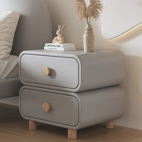 锐例奶油风实木床头柜现代简约小型卧室床边轻奢感收纳柜免安装 浅灰色40x40x50cm【整装】