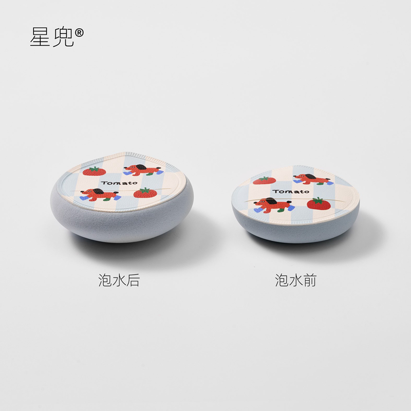 星兜乎乎湿用棉花糖粉扑  蓝色小狗 泡水变大超软弹棉花糖粉扑*2