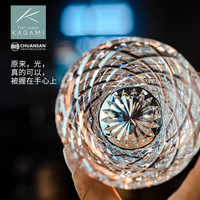 KAGAMI 江户切子 无铅水晶威士忌杯酒杯洋酒杯手工雕刻 160ml 1只 x（约3两木盒）