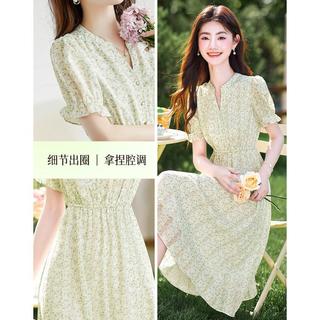 小清新碎花仙女裙夏日穿搭收腰显瘦连衣裙