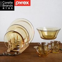 康宁(VISIONS)美国餐具pyrex玻璃6件套装耐热玻璃碗饭碗深浅盘碗碟盘子 2只汤碗