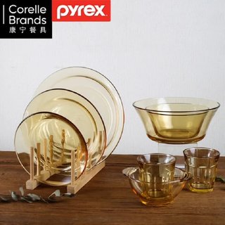 康宁（VISIONS）美国餐具pyrex玻璃6件套装耐热玻璃碗饭碗深浅盘碗碟盘子 2只饭碗