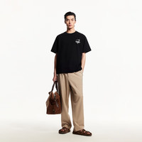 杰克·琼斯（JACK&JONES） 春夏纯棉字母图案胶印商务休闲通勤宽松短袖T恤男装225201056 XL E43纯黑色 常规