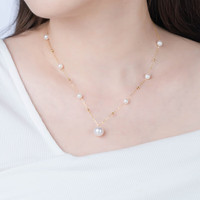 大溪地满天星珍珠项链 5-11mm18K金淡水珍珠颈饰锁骨链强光520