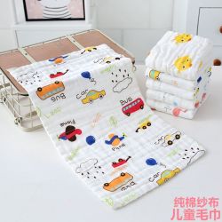 甄简良品 纯棉儿童毛巾 婴儿纱布口水巾 新生儿洗脸洗澡巾 3/6条装