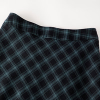 晚白【直降】时尚简约休闲半裙复古格纹高腰气质半身裙 绿色 M