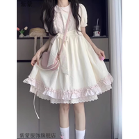 紫蒙连衣裙夏季法式2025公主蓬蓬裙小个子女生衣服夏天短裙子 杏色 均码 (可备注码数)