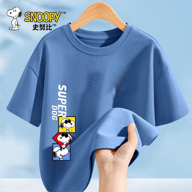 史努比 100％棉男女童2026新款夏季短袖T恤