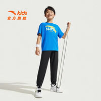 安踏儿童裤子男女大小童装25年夏季凉感透气轻薄运动长裤小冰裤防蚊裤 【凉感梭织】黑/灰7501-1 110 cm