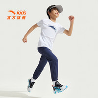 安踏儿童裤子男女大小童装25年夏季凉感透气轻薄运动长裤小冰裤防蚊裤 【凉感梭织】丹幕蓝7501-2 100 cm