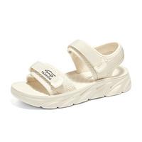 大东运动凉鞋女鞋2024夏季休闲风中跟平底魔术贴露趾鞋5036 米色 40