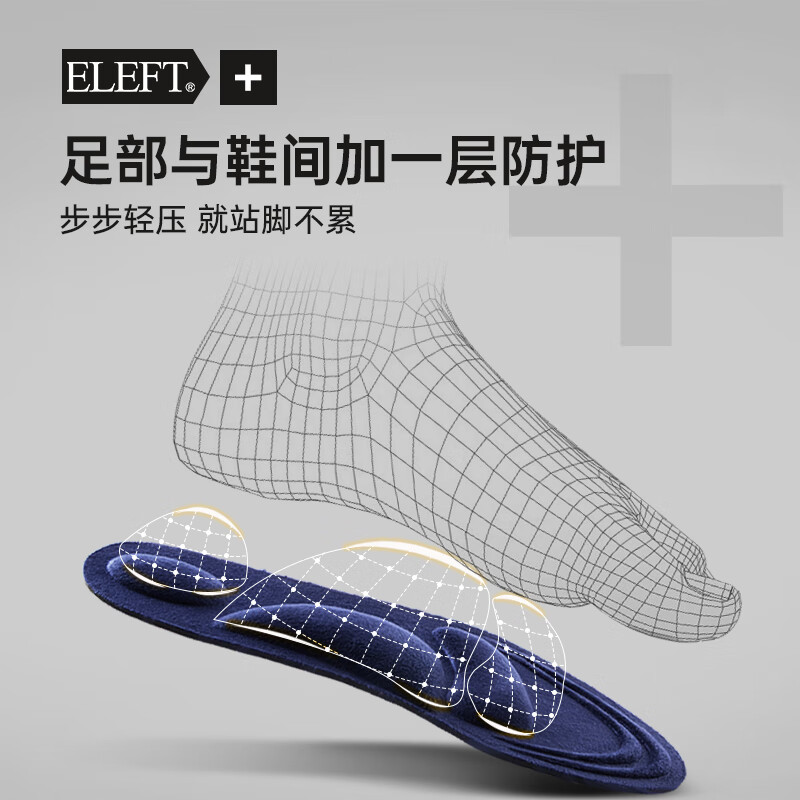 ELEFT行走按摩鞋垫4D足弓支撑运动鞋垫舒适吸汗透气减震鞋垫 女款 灰色35-40尺码自由裁剪