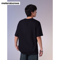 美特斯邦威白色短袖T恤男夏季圆领时尚印花宽松装体恤上衣男 180/XL 本白