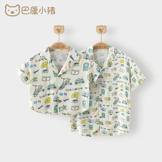 巴厘小猪亲子装一家四口父母子女衬衫炸街宝宝衬衣夏季短袖薄款婴儿上衣 90年代(爸爸款) 170