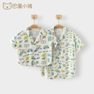 巴厘小猪 亲子装一家四口父母子女衬衫