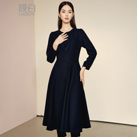 晚白2025年春款时尚简约休闲裙子百搭纯色收腰显瘦连衣裙