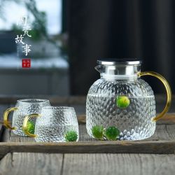 陶瓷故事 茶壶耐热玻璃凉水壶锤纹煮茶壶大容量防爆水壶家用待客多用泡茶壶