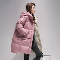 雪中飞 SNOWFLYING秋冬时尚防风保暖女装中长款连帽羽绒服