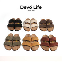 的的的沃 Devo Life  的的沃 Devo Life   Life Life软木拖鞋女魔术贴潮休闲时尚套脚简约一字凉拖56124 黄棕 39
