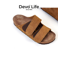 的的的沃 Devo Life  的的沃 Devo Life   Life Life软木拖鞋女魔术贴潮休闲时尚套脚简约一字凉拖56124 黑色 35