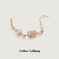 安铂洛利(Amber Lollipop)巴洛克珍珠手链女士小蜜蜂手串小众珠宝首饰女 手链-白色(巴洛克珍珠)