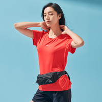 伯希和 T恤户外冰丝快干男防晒速干上衣女圆领夏季短袖运动半袖透气 【女款】西瓜红 L