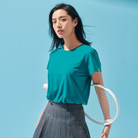 伯希和 T恤户外冰丝快干男防晒速干上衣女圆领夏季短袖运动半袖透气 【女款】油绿色 XL