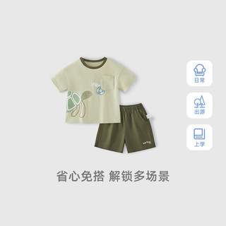 JELLYBABY儿童套装t恤短裤整套装幼儿园宝宝上学穿搭套装夏季简约休闲套装 蓝色 【7A抗菌】 110 CM