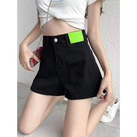 WAMLBN2025牛仔短裤女A字热裤夏装 黑色 2XL