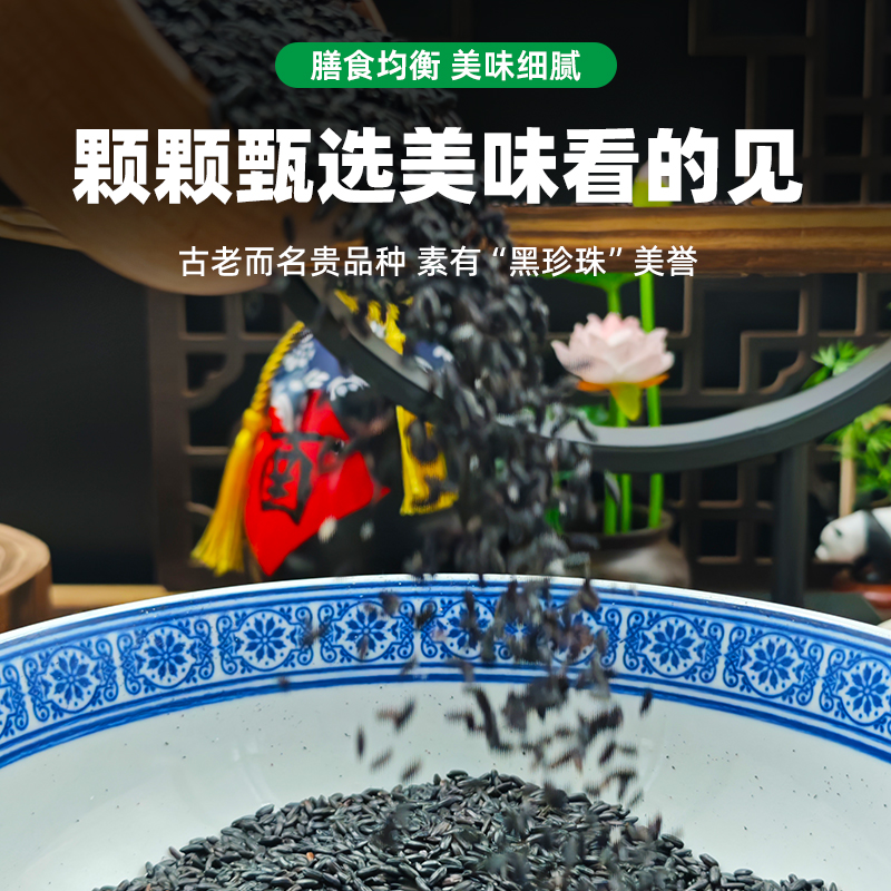 东北黑米新米500g农家自种黑香米大米紫米煮粥焖饭五谷杂粮粗粮