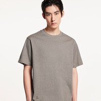 杰克·琼斯（JACK&JONES）男装夏季简约百搭纯色舒适纯棉休闲宽松圆领短袖T恤225201199 G13卡其花灰 M