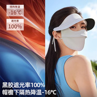 PXO防晒面罩脸基尼女夏季全脸防晒口罩户外冰丝透气防紫外线遮阳帽 【黑胶护颈款】深邃黑