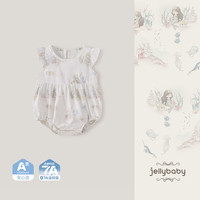 JELLYBABY新生儿衣服宝宝夏季飞袖爬服可爱婴儿甜美夏装女婴满月服 米白图案4 【7A抗菌】 66cm