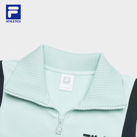 FILA 斐乐女士针织长袖外套2025春网球运动加绒拼色上衣 山青绿-TQ XL 175/92A/XL